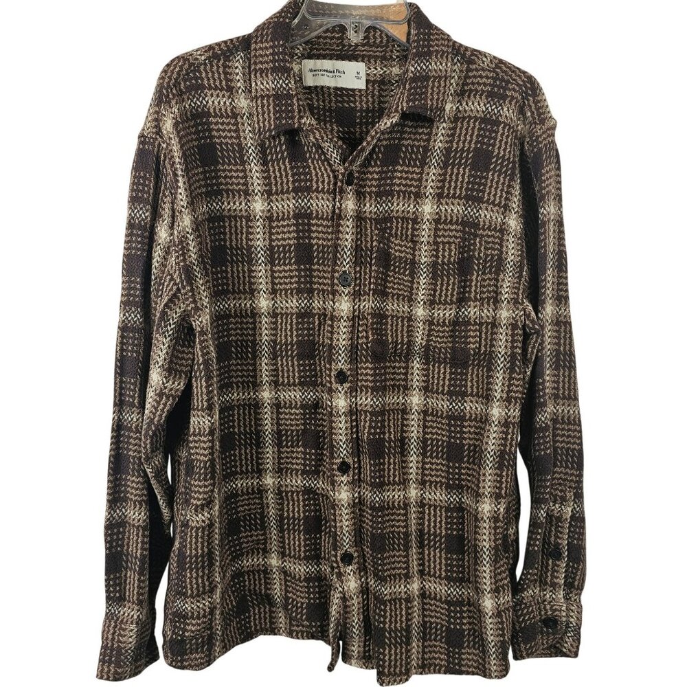 Y2K Abercrombie & Fitch Soft A&F‎ Collection Mens M Brown Plaid Flannel Cabin
